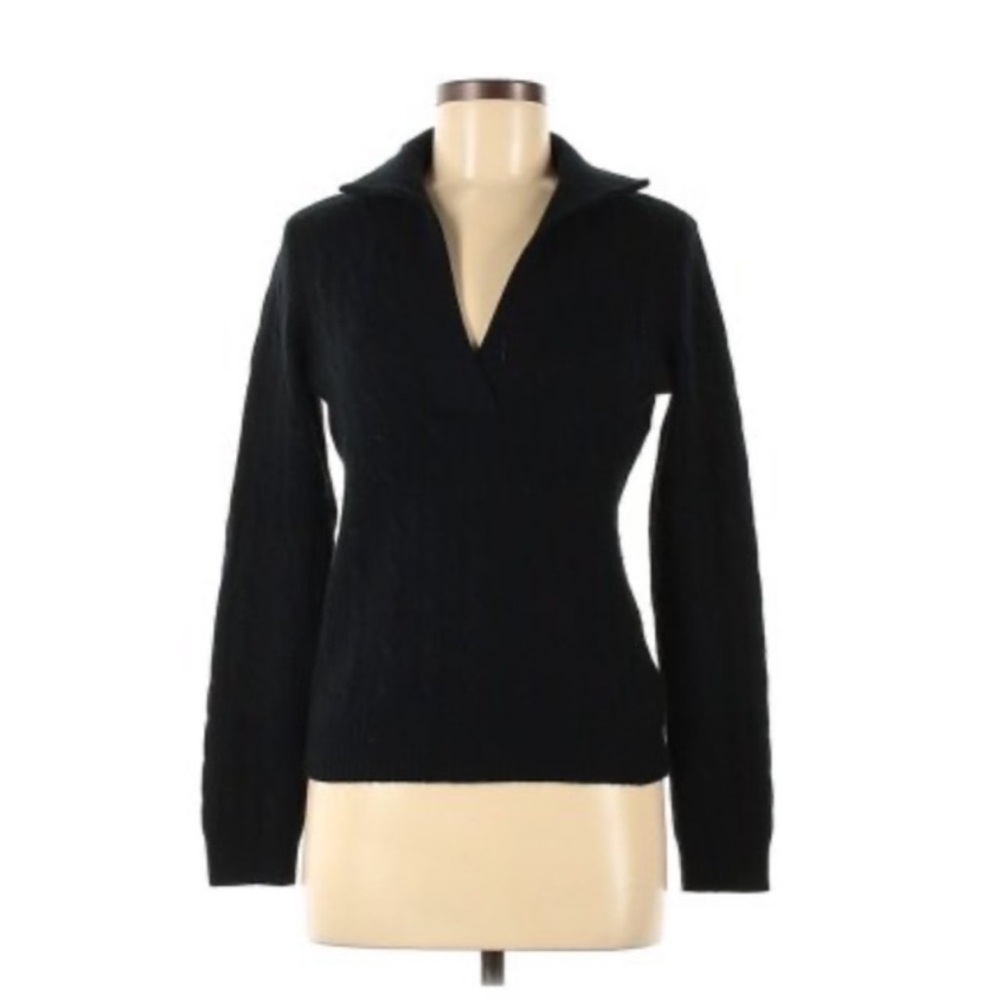 Ralph Lauren Black Label Cashmere Split Neck Black Women's Sweater